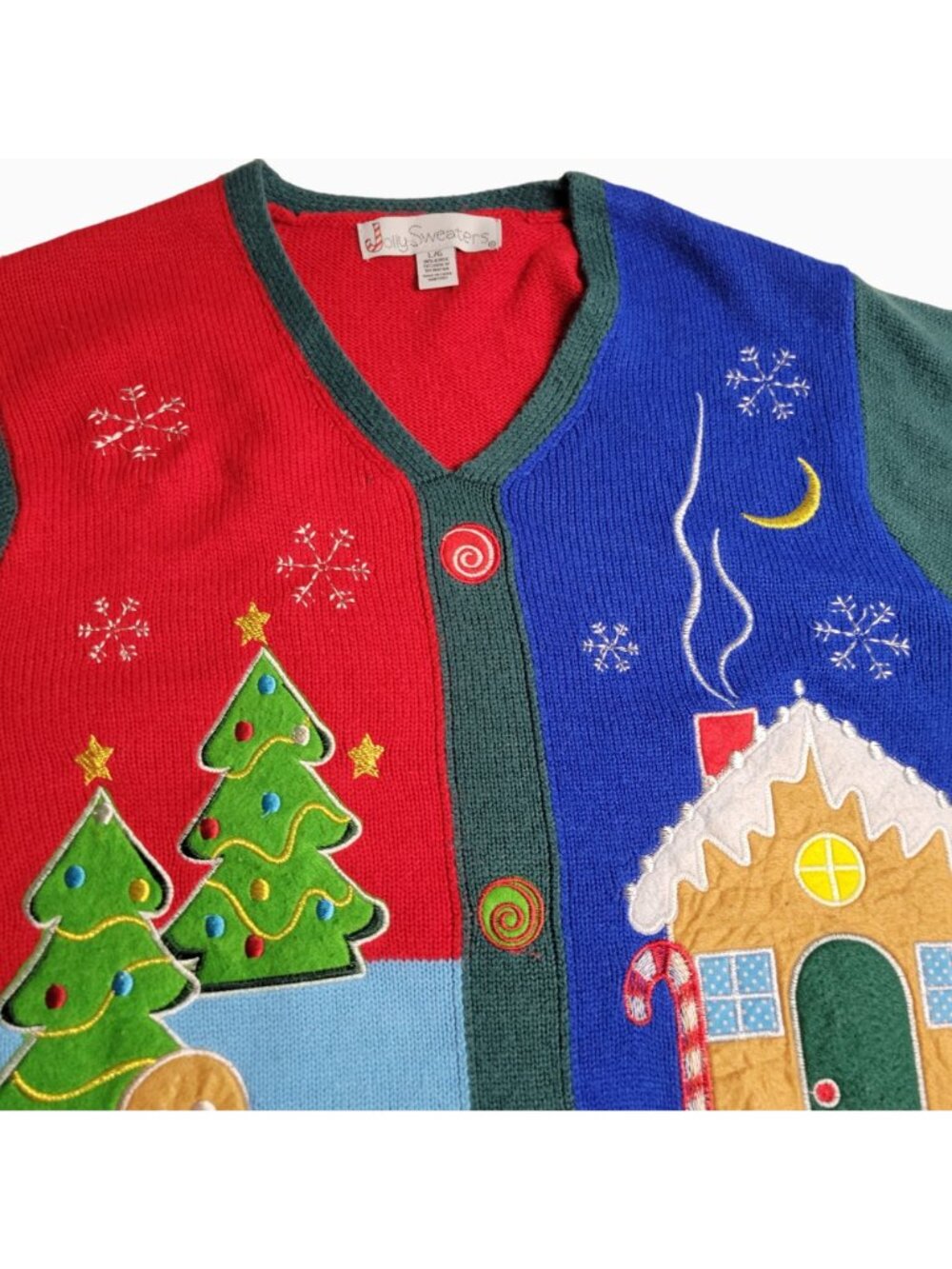 Jolly Gingerbread Man And House Ugly Christmas Sweater (L) View 4